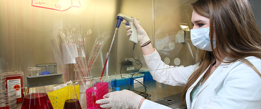 Female working in lab