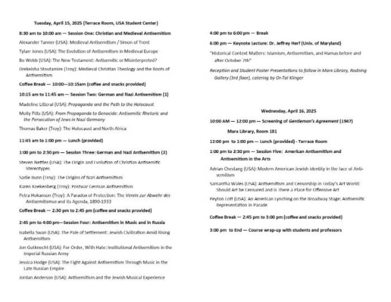 2025 Antisemitism Seminar Program page 2
