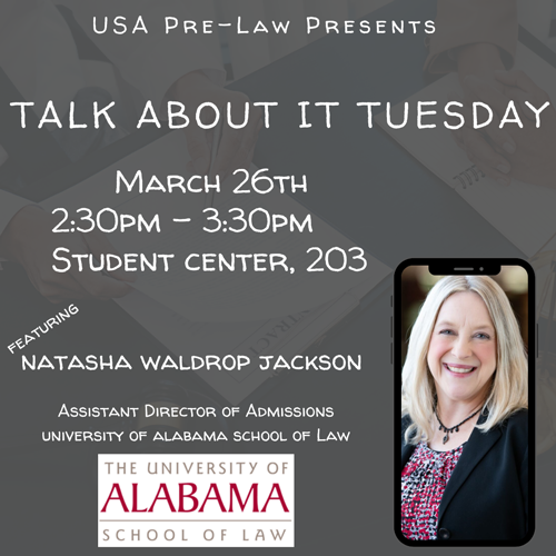 flyer for talk about it tuesday featuring natasha waldrop jackson