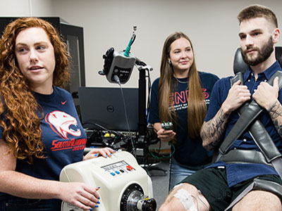 Man taking physical assessment test.