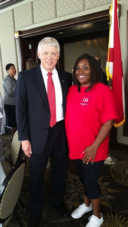 COE Student Tracy Armstrong with Dr. Waldrop at 2015 Higher Education Day in Montgomery