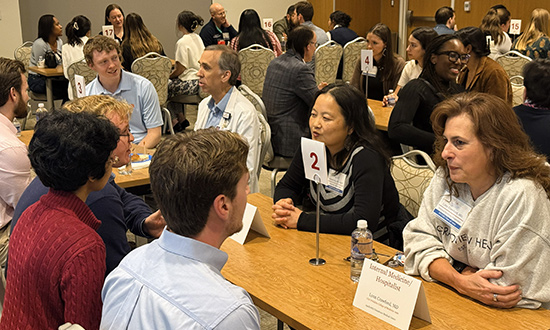 Students, staff, and faculty gathered in the student center