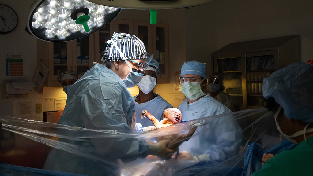 USA Health physicians perform a C-Section