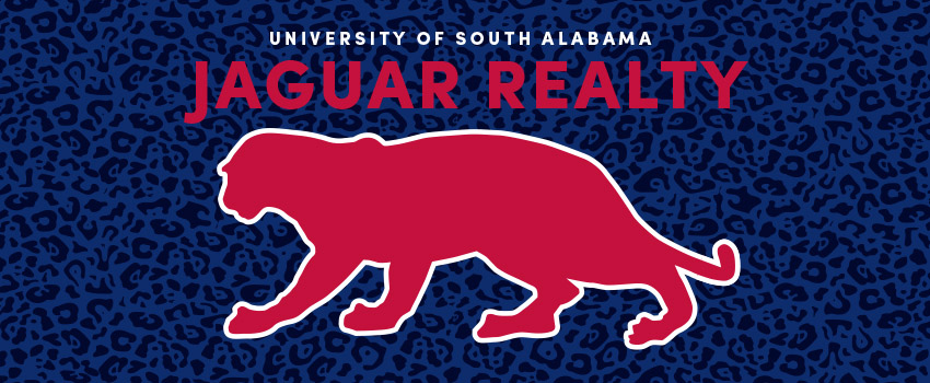 University of South Alabama Jaguar Realty with image of a red jaguar outline