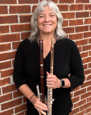 Pictured is USA faculty flutist Dr. Andra Bohnet.