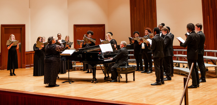 University Chorale is pictured during a performance.