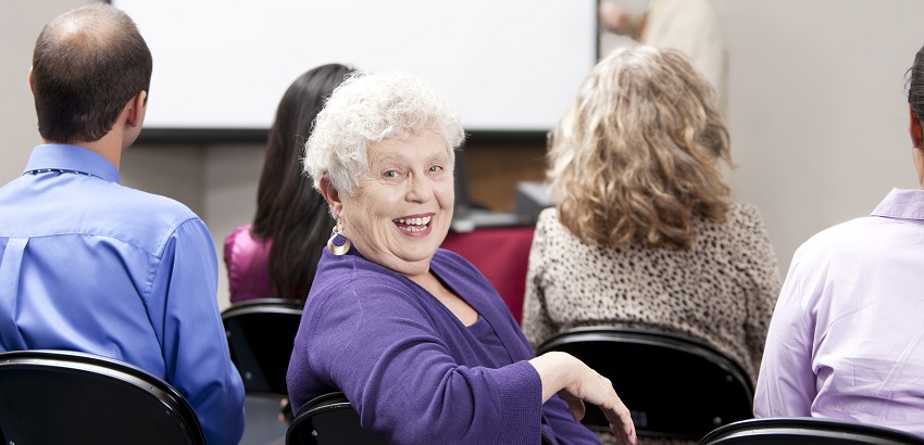 Woman looking over her shoulder