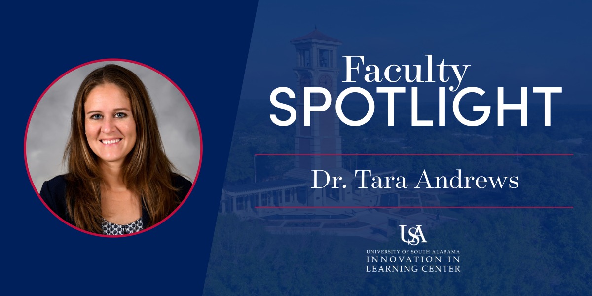 faculty spotlight banner showing photo of dr. tara andrews